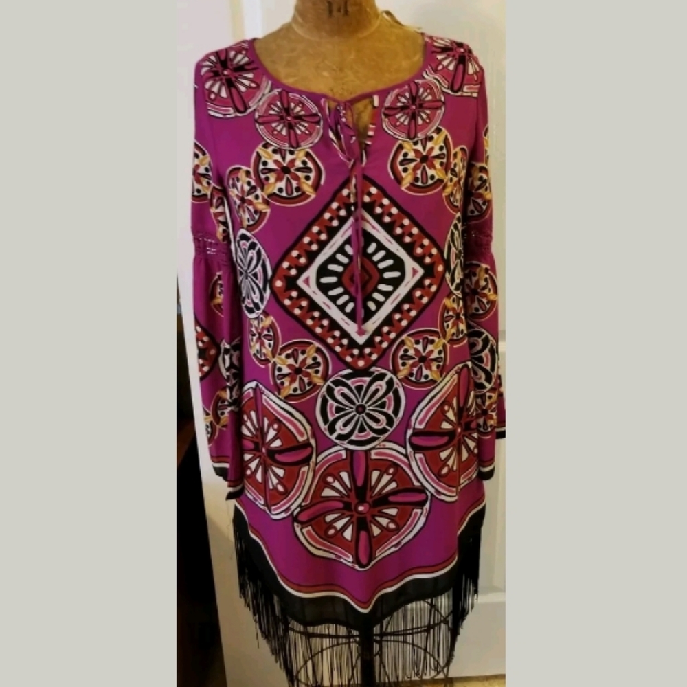 NWOT CHELSEA & VIOLET Multi Color Fringed Dress